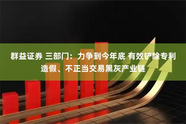 群益证券 三部门：力争到今年底 有效铲除专利造假、不正当交易黑灰产业链